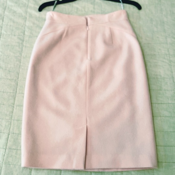 Thierry Mugler Couture Baby Pink Wool & Cashmere Midi Skirt W/ Back Slit - Picture 3 of 5